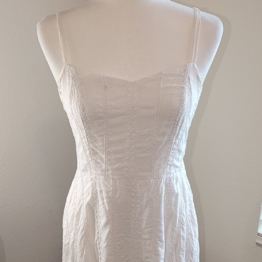 Old Navy White Textured Midi Dress